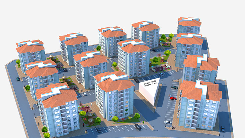 Proje:Mavikent 5. Etap Ada 1,2,3 Toplu Konut İnşaatı